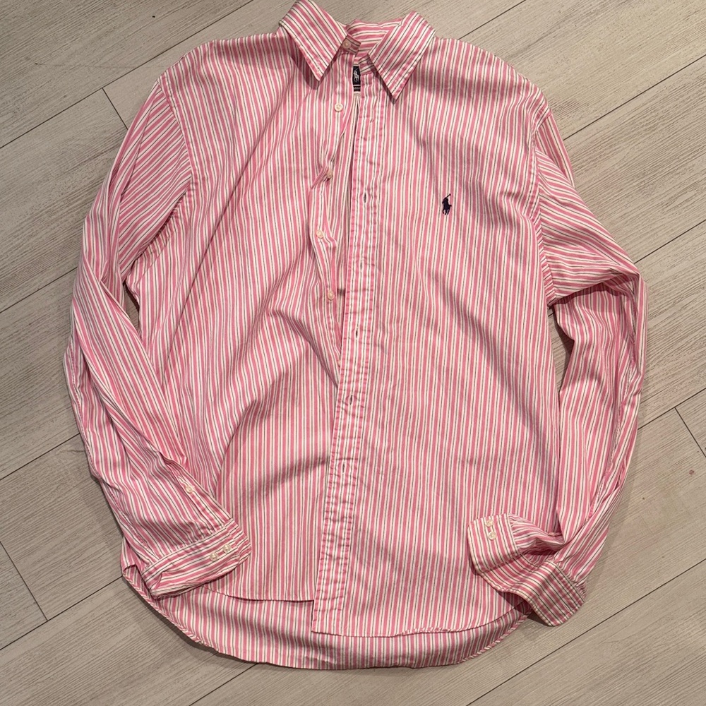 Polo by Ralph Lauren Pink & White Slim-Striped Button-Down Shirt
